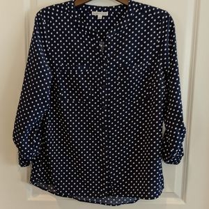NWOT Notations Long Sleeve Button-Front Blouse